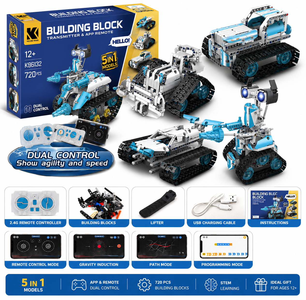 STEM RC Robot Building Kit – Programmable Construction Robots