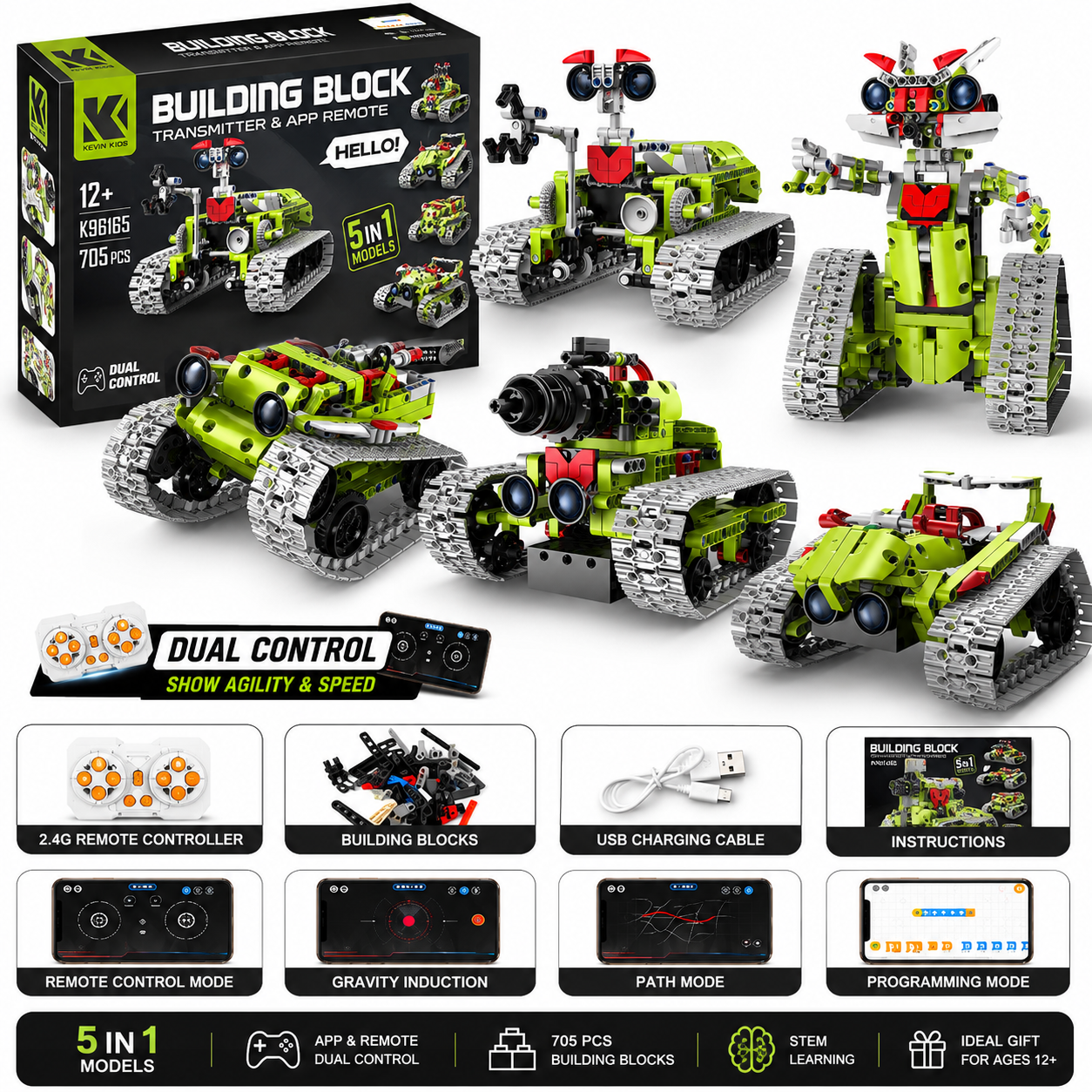 STEM RC Robot Building Kit – Programmable Construction Robots