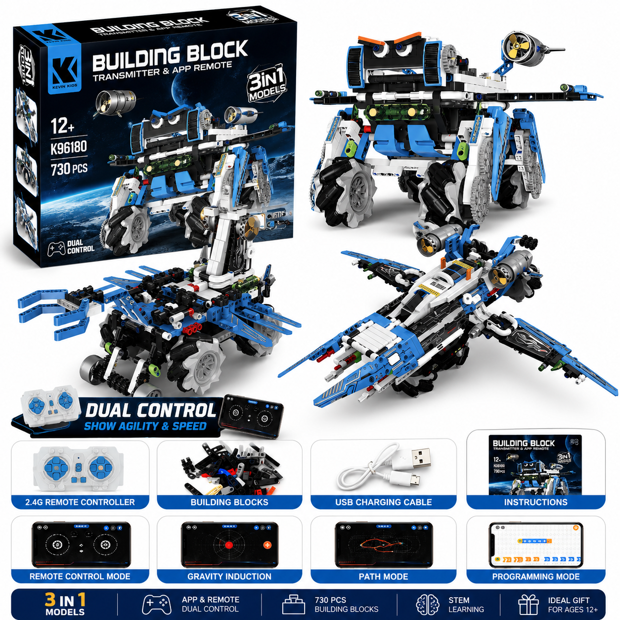 STEM RC Robot Building Kit – Programmable Construction Robots