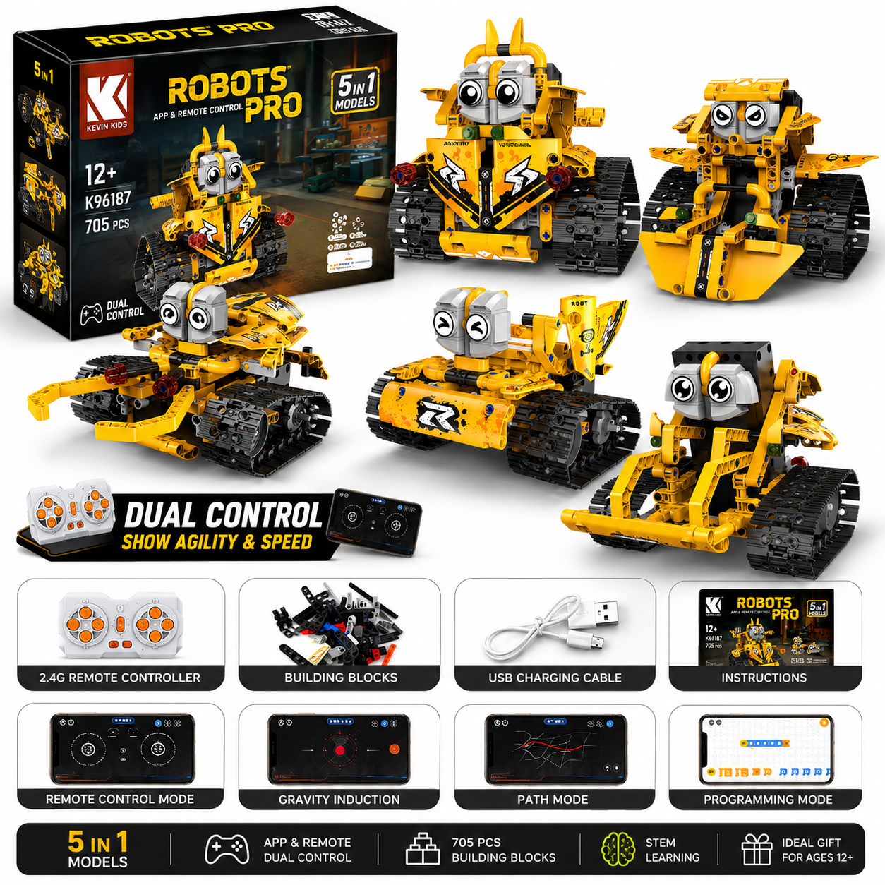 STEM RC Robot Building Kit – Programmable Construction Robots
