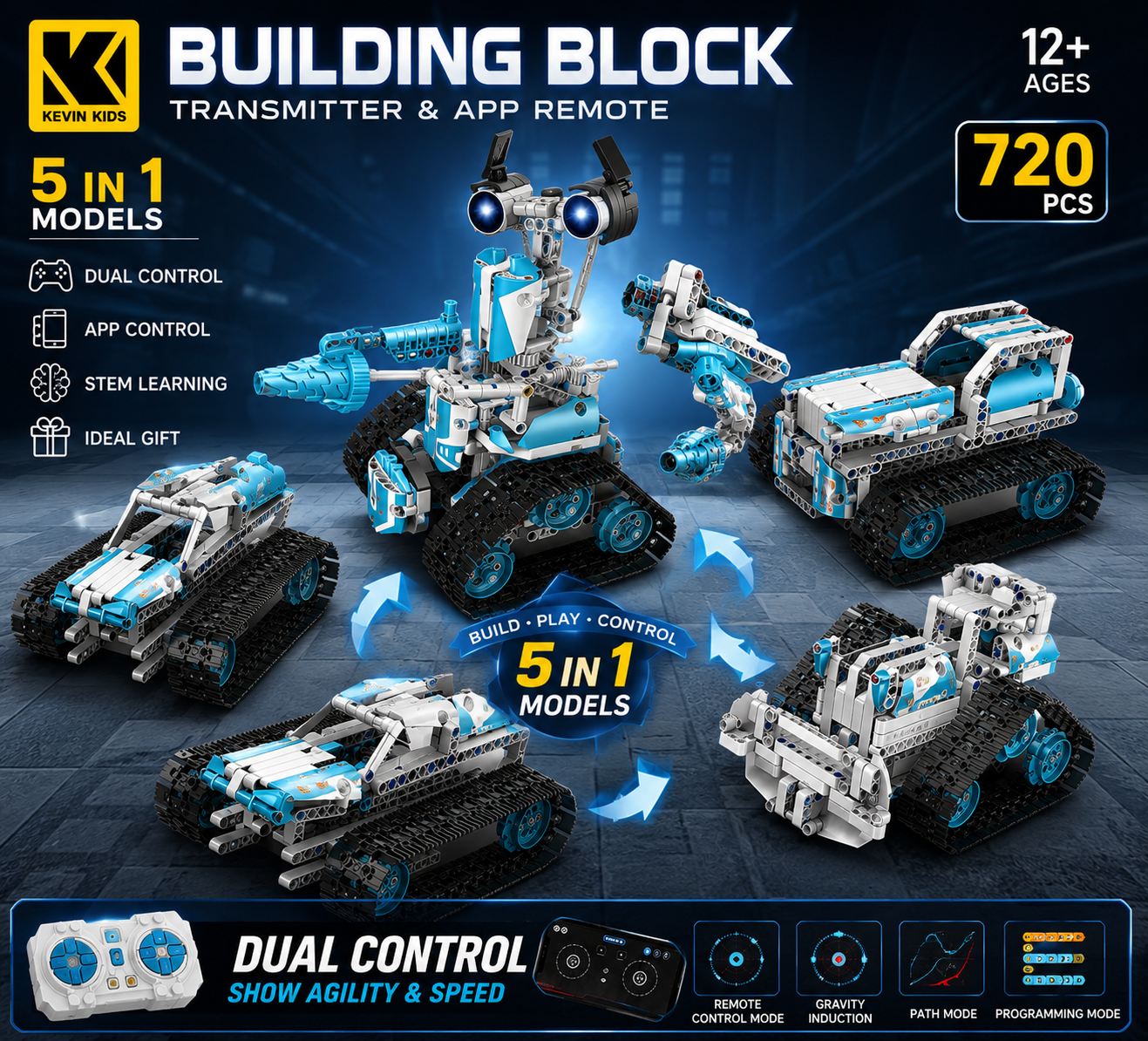 STEM RC Robot Building Kit – Programmable Construction Robots