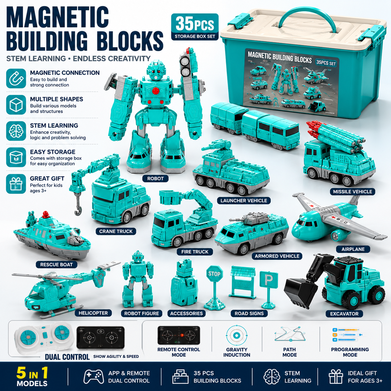 Magnetic STEM Engineering Vehicle Set