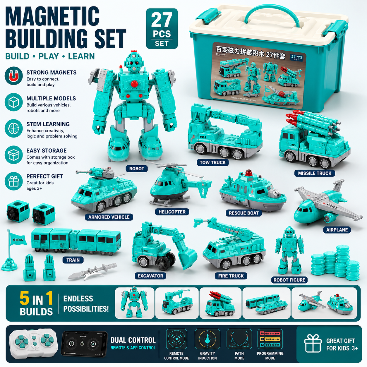 Magnetic STEM Engineering Vehicle Set